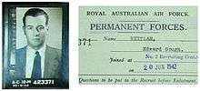 a folder showing a head-and-shoulders photo of Whitlam as a young man, with an identification paper