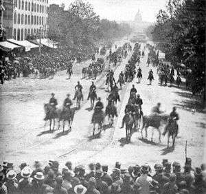 Old American Civil War photo of cavalry parading in Washington, DC