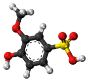 Ball-and-stick model of the guaiacolsulfonate molecule