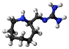 Ball-and-stick model of the guanazodine molecule