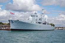 HMS Bristol alongside Whale Island