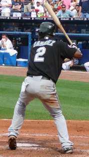 Hanley Ramirez picks up his front foot as he prepares to swing at a pitch