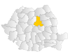 Map of Romania highlighting Harghita County