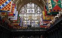 A photograph of the Henry VII Lady Chapel of Westminster Abbey, showing the heraldic west window.