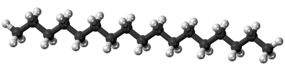 Ball and stick model of the heptadecane molecule