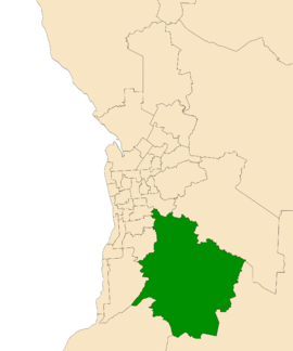 Map of South Australia with electoral district of Heysen highlighted