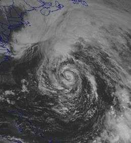 Satellite image of a relatively broad cyclone.