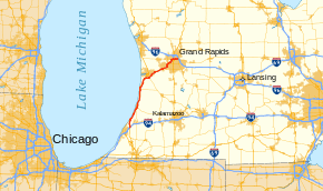 I-196 parallels the Lake Michigan shoreline between Benton Harbor and Holland before turning inland toward Grand Rapids