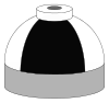  Illustration of cylinder shoulder painted in black and white quarters for a mixture of oxygen and nitrogen.