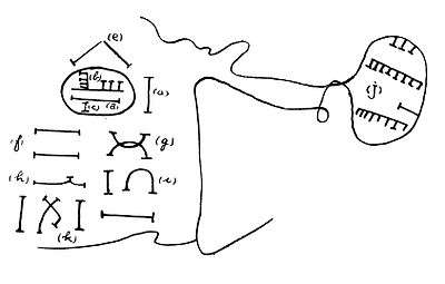 An image of a recorded judgement case known as an 'Ikpe' written in nsibidi from Enyong.