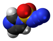 Space-filling model of the imidazole-1-sulfonyl azide molecule