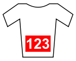 A white jersey with a red number bib.