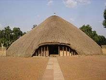 Dome shaped house made of natural materials.