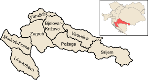 Map of counties of Croatia in 1886