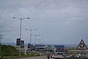 The airport complex as seen from the airport access road.