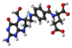 Ball-and-stick model of the folinic acid molecule