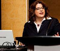 Lia Grimanis giving a speech at the Sheraton Centre (Photo: Tanja Tiziana 2009)