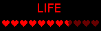 Eleven pixelated hearts are displayed, seven and a half of which are filled