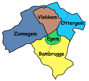 Ligging van Egem in Bambrugge en rondomliggende deelgemeenten