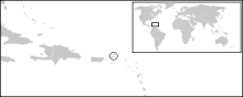 Map of British Virgin Islands southeast of the North American mainland and east of Puerto Rico.