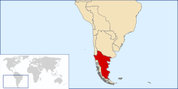 Location of the claimed territory of the Kingdom of Araucanía and Patagonia, in Chile and Argentina