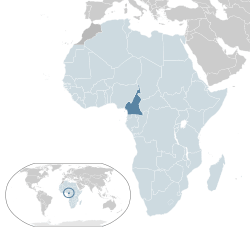 Location of Cameroon on the globe.