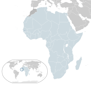 Location of  The Gambia  (dark blue)– in Africa  (light blue & dark grey)– in the African Union  (light blue)