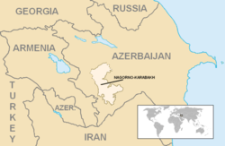 Location and extent of the former Nagorno-Karabakh Autonomous Oblast (lighter color).