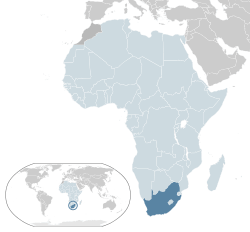 Location of  South Africa  (dark blue)– in Africa  (light blue & dark grey)– in the African Union  (light blue)