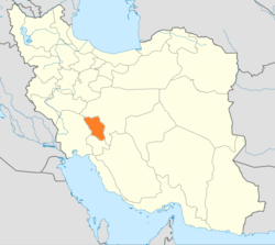 Map of Iran with Chahar Mahaal and Bakhtiari highlighted