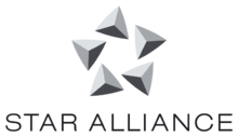 Logo with five pyramids over "Star Alliance"