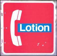 A bright pink sign with a white border, a white outline of a telephone receiver, and a blue rectangle with the word "LOTION" written in white.