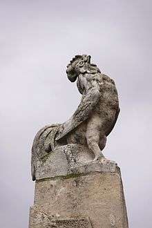 Gallic rooster stone statue the Memorial of the soldiers and sailors of the Lower Charente