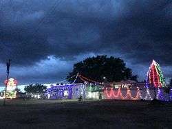 Temple decorated with lights