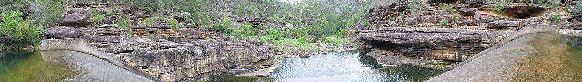 Panorama of Maldon Gorge from Maldon Weir