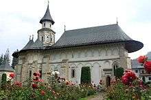 A church in a rose garden