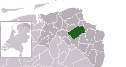 Highlighted position of Slochteren in a municipal map of Groningen