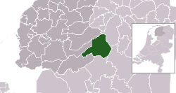 Highlighted position of Ooststellingwerf in a municipal map of Friesland