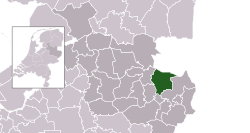 Highlighted position of Tubbergen in a municipal map of Overijssel