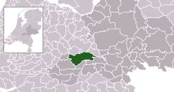 Highlighted position of Buren in a municipal map of Gelderland