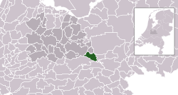 Highlighted position of Rhenen in a municipal map of Utrecht