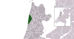 Highlighted position of Bergen (NH) in a municipal map of North Holland