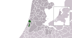 Highlighted position of Bloemendaal in a municipal map of North Holland