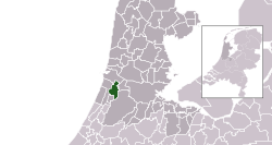 Highlighted position of Haarlem in a municipal map of North Holland