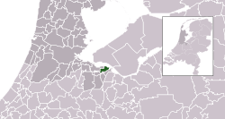 Highlighted position of Huizen in a municipal map of North Holland