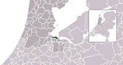 Highlighted position of Muiden in a municipal map of North Holland