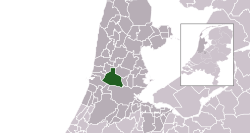 Highlighted position of Zaanstad in a municipal map of North Holland