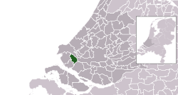 Highlighted position of Brielle in a municipal map of South Holland