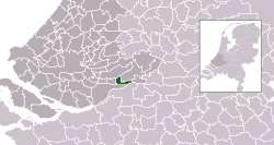 Highlighted position of Hardinxveld-Giessendam in a municipal map of South Holland