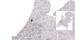 Highlighted position of Lisse in a municipal map of South Holland